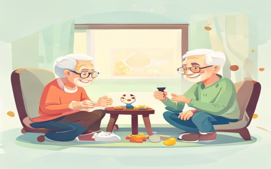 祖孙共玩卡通游戏